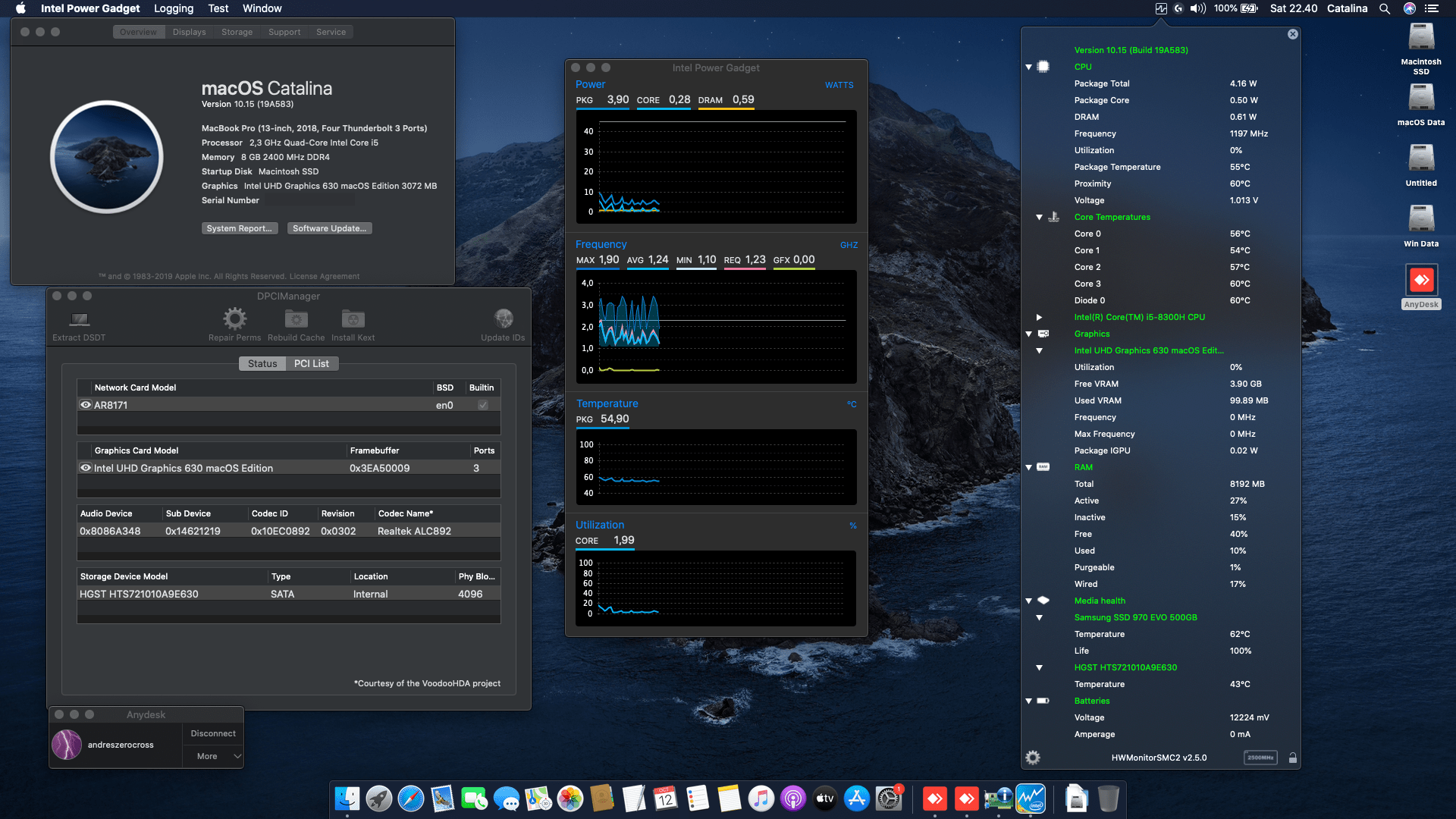 Success Hackintosh macOS Catalina 10.15 Build 19A583 at MSI GL63 8RC
